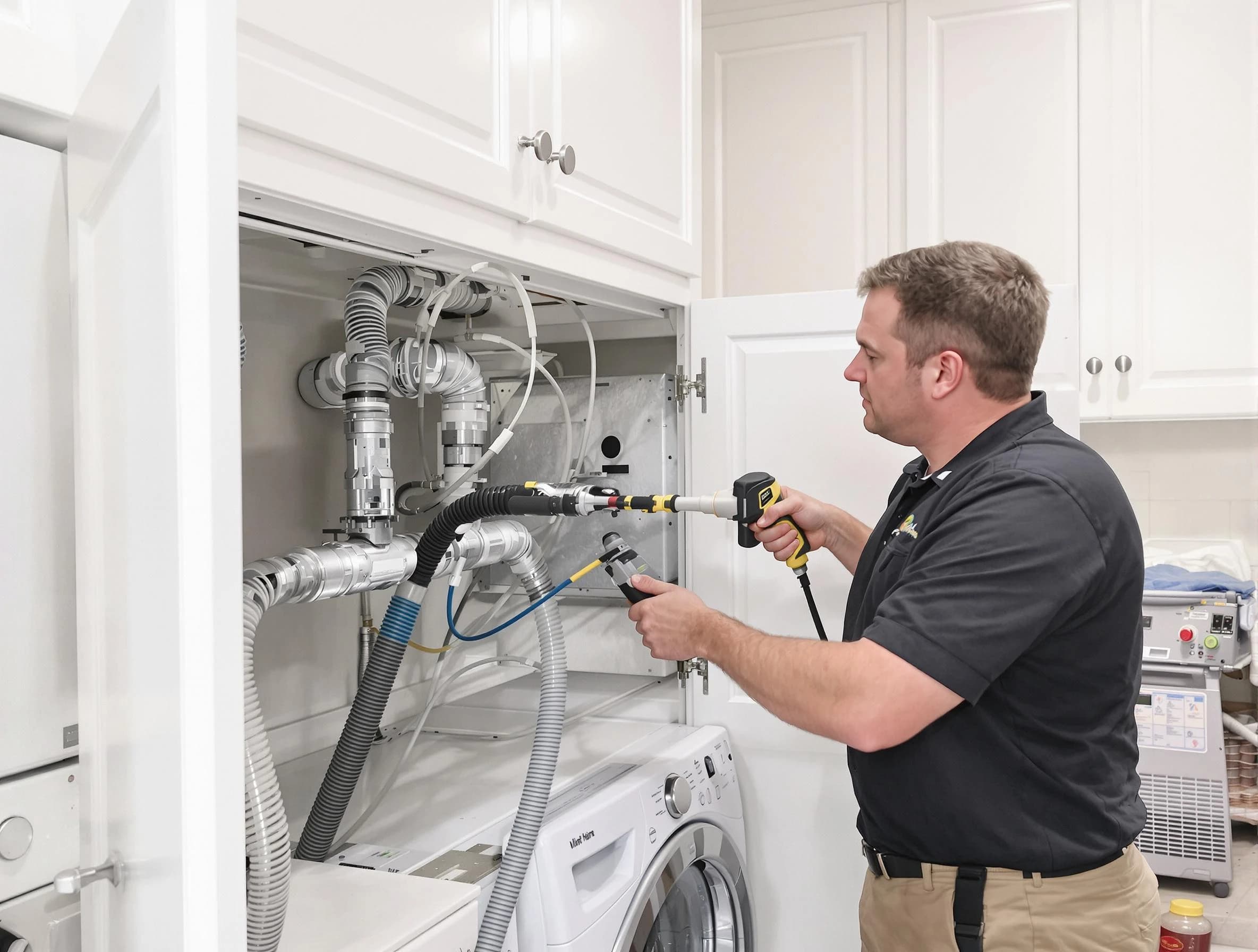 Bethel Park Dryer Vent Cleaning professional removing severe blockage from a clogged dryer vent in Bethel Park