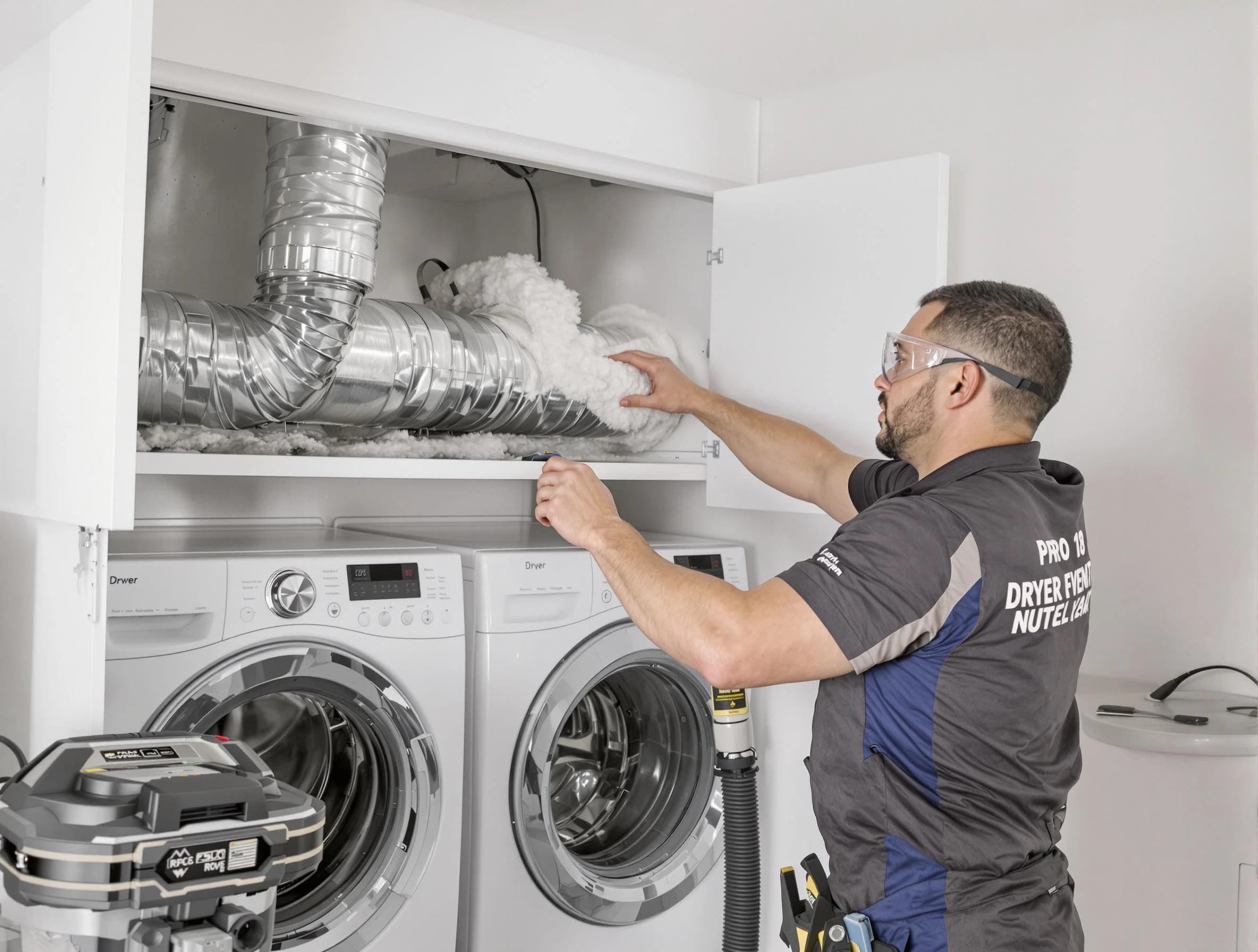 Bethel Park Dryer Vent Cleaning certified technician performing specialized gas dryer vent cleaning in Bethel Park