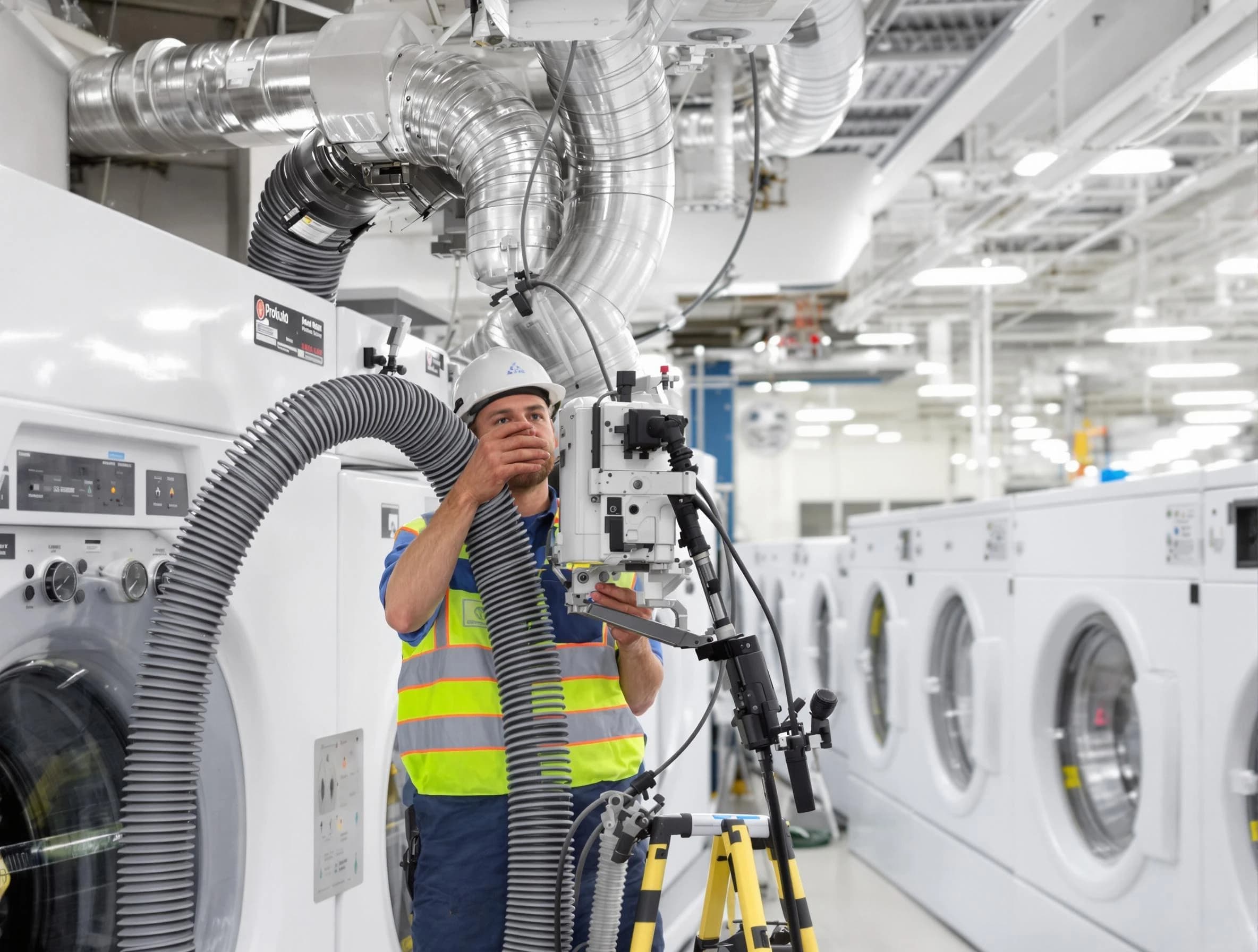 Bethel Park Dryer Vent Cleaning team performing commercial-grade dryer vent cleaning at a business facility in Bethel Park